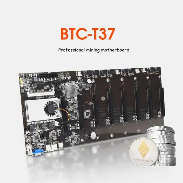 Mining Motherboard 8 GPU Bitcoin Crypto Ethereum with 8GB DDR3 128GB MSATA SSD 12X8Pin Power Cable(Black) |