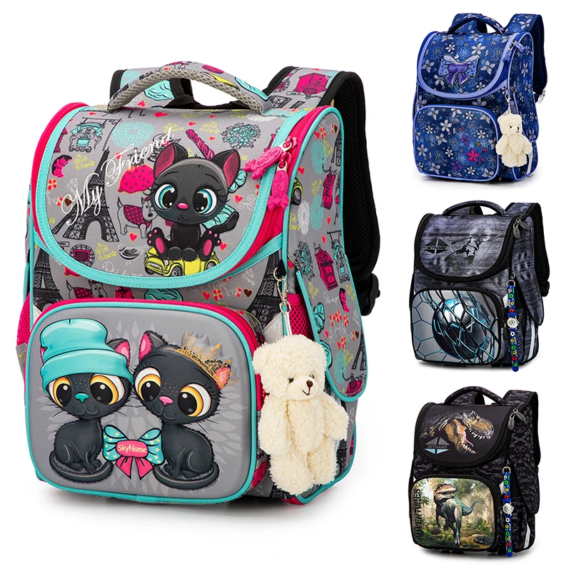 

New 2022 Orthopedic Backpacks For Girls Cartoon Cat 3D School Bags Primary 1 Grade Students Bookbag Boy Satchel Children Mochila