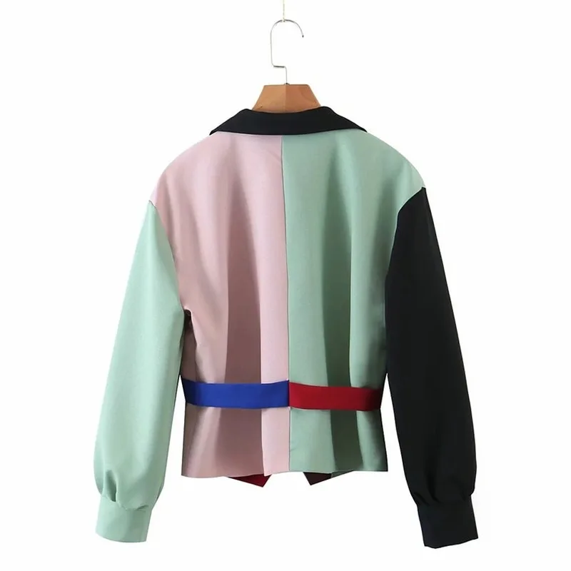 Ins Celebrity Blazer Suit Women Multicolor Slim Waist Simple Short Blazer Fashion Streetwear Contrast Color Single Breasted Suit