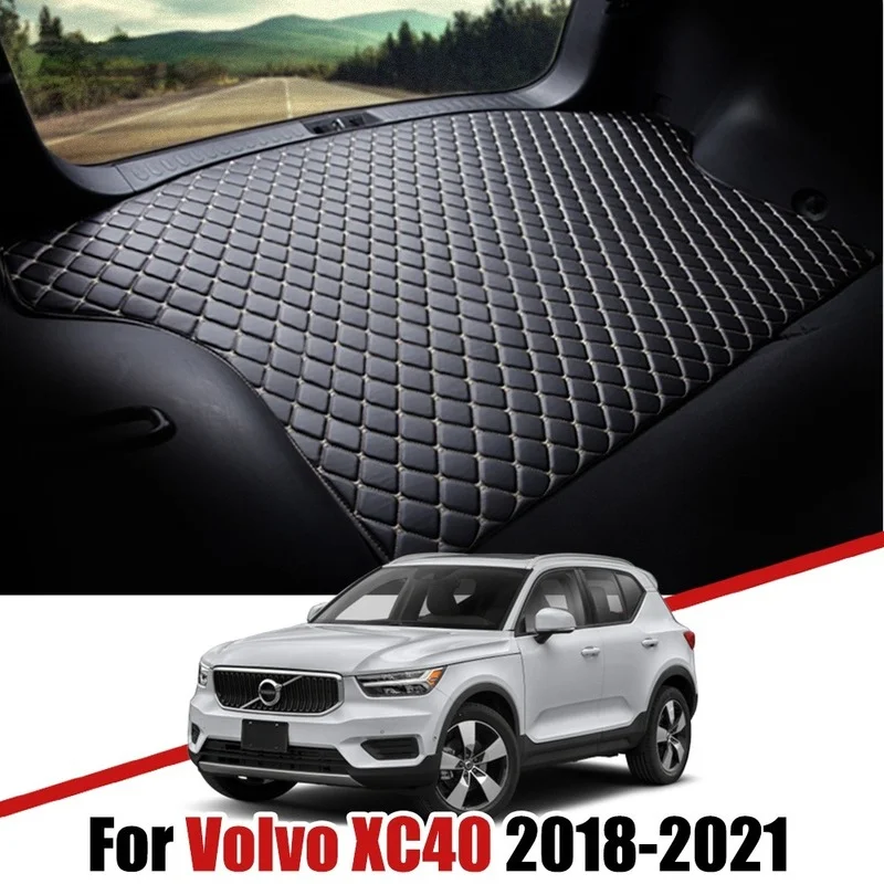 

Кожаные коврики на заказ для багажника автомобиля Volvo XC40 2021 2020 2019 2018, водонепроницаемый нескользящий поднос, аксессуары для груза