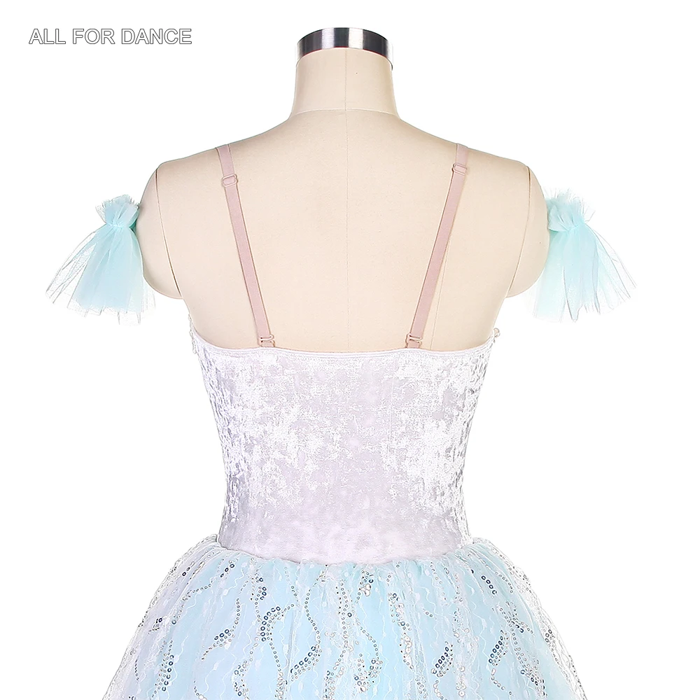 21315 Белый бархатный лиф с бледно-зеленой длинной романтической юбкой-пачкой для