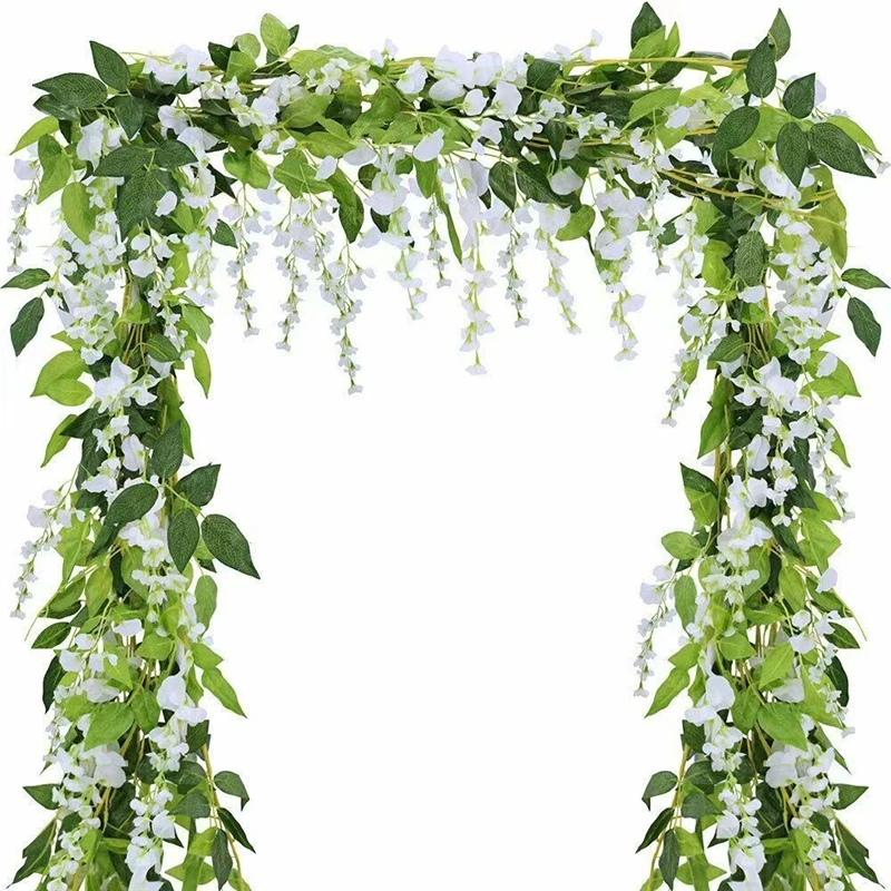 180cm Fake Ivy Wisteria Flowers Artificial Plant Vine Garland for Room Garden Decorations Wedding Arch Baby Shower Floral Decor