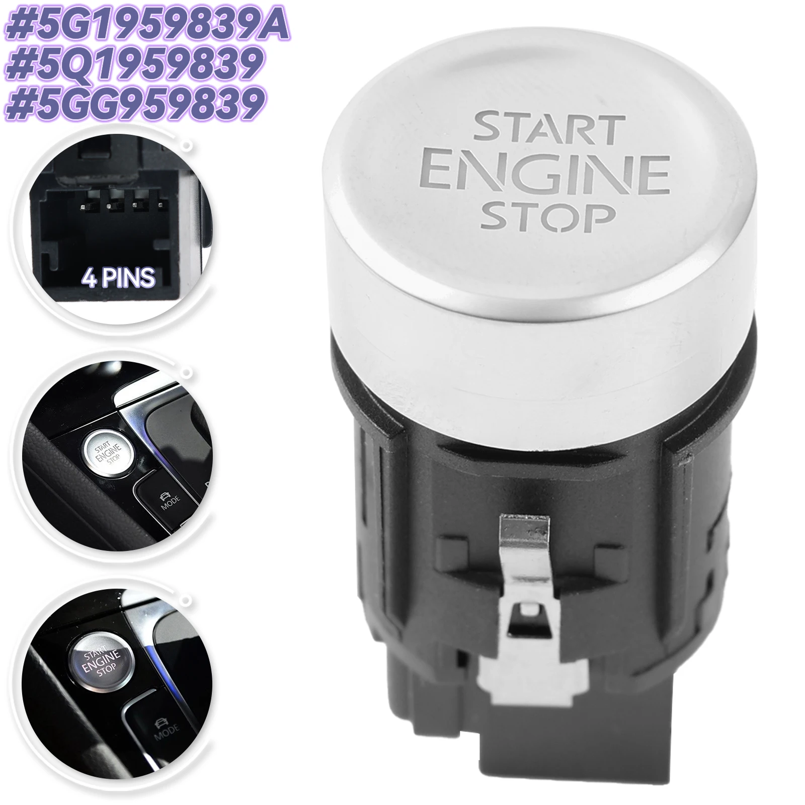 

Ключ запуска двигателя автомобиля, кнопка запуска и остановки, переключатель зажигания для VW Golf 7 MK7 2013-2017, переключатель запуска без ключа 5G 1959839 A 5Q 1959839 5GG 959839