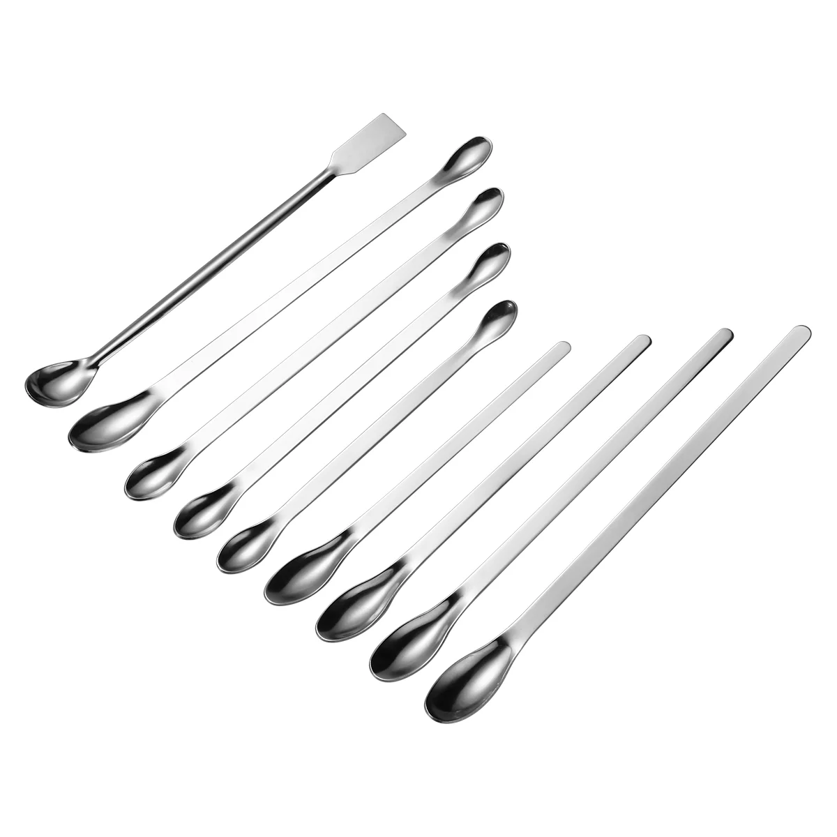 

UKCOCO 9 in 1 Stainless Steel Sampling Spoons Laboratory Scoops Mixing Spatulas (Silver)