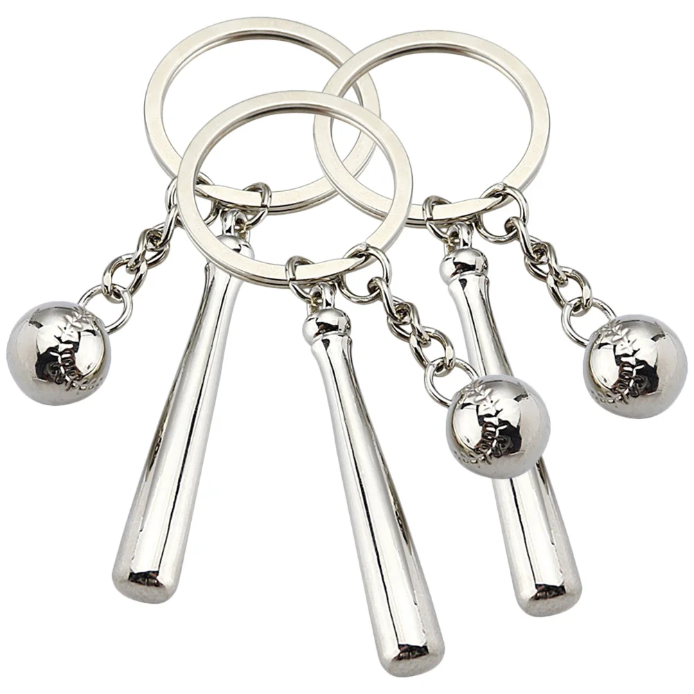 

3 Pcs Accessories Backpack Purses Compact Bag Pendant Key Chain Adorable Portable Zinc Alloy Hanging Miss Baseball Keychain