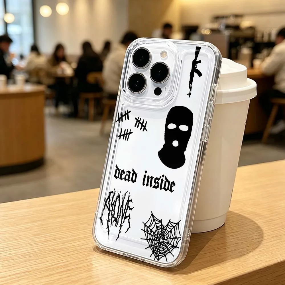 Чехол для телефона в виде черной балаклавы для Apple iPhone 17 Air 16 15 14 13 12 11 Pro Plus Max, прозрачный защитный чехол. (art.: 3920dceb9249f) - 3920dceb9249f