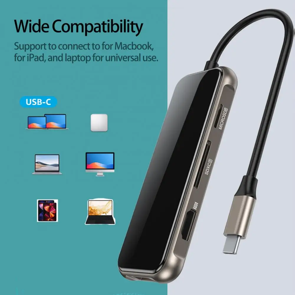 

Practical 5Gbps Expansion Dock Low Latency USB3.0/2.0 Type-C HDMI-compatible Hub Adapter TF/SD-Card Reader PD Fast Charging