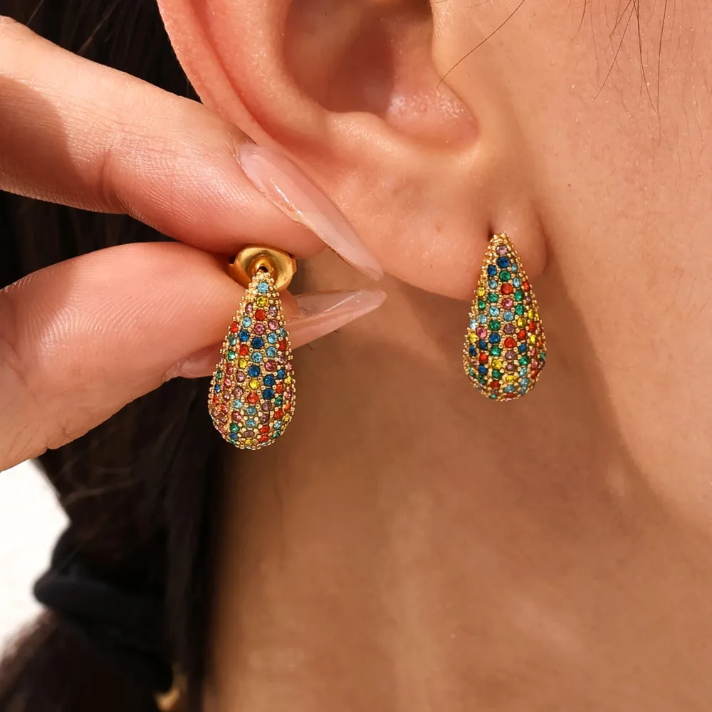 Женские серьги-гвоздики из нержавеющей стали с покрытием 18-каратного золота и