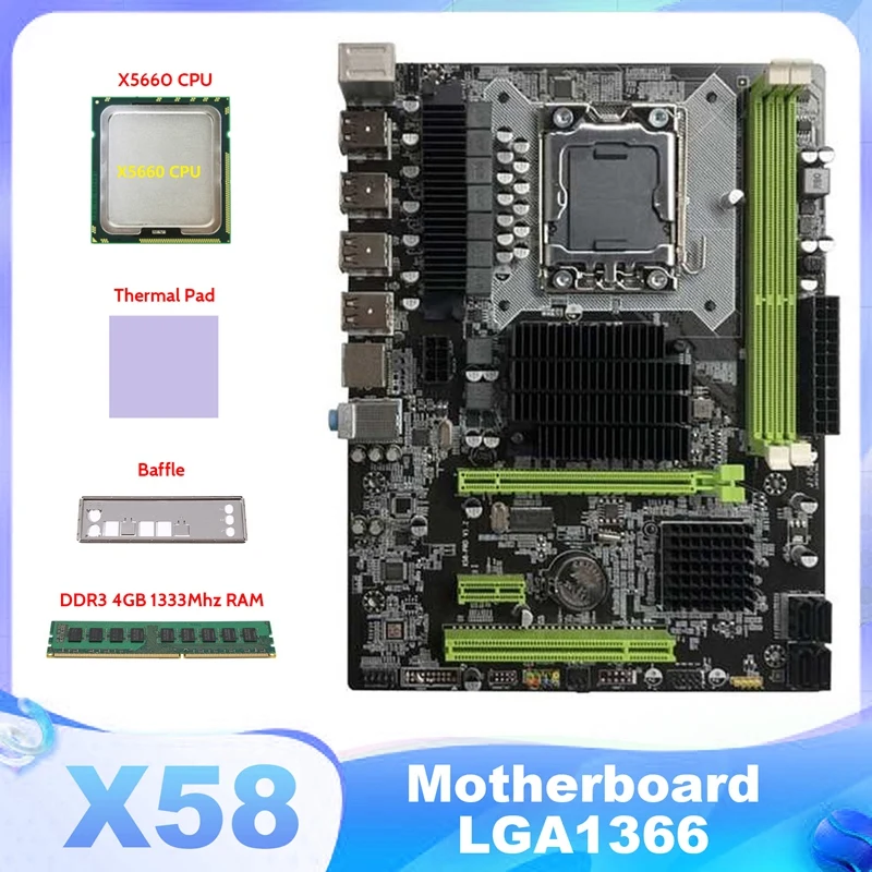 

1 Set X58 Motherboard LGA1366 Computer Motherboard X58 LGA1366 Motherboard Support RX Graphics Card