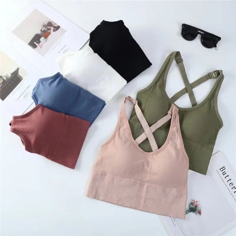 

Cross Beauty Back Sling Chest-Wrapped Vest Seamless Sports Anti-Exposure Wireless Base Ride Tube Top Underwear for Women