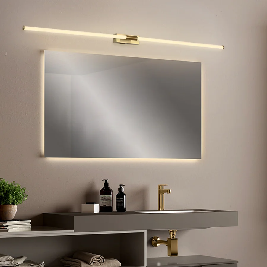 

Modern led mirror lights Aluminum AC85-265V Modern Wall bathroom lamp Length 530/800/950/1230/1520mm Gold Plated 360 Glow