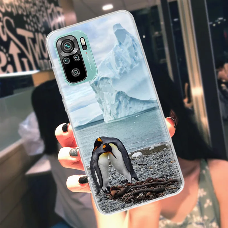 Чехол для телефона Penguins Love at the North Pole Xiaomi Poco X6 X5 X4 F4 GT X3 NFC F6 Pro 5G M5 M5S M4 M3 Mi F5 F3 F2 F1 Clear Cov