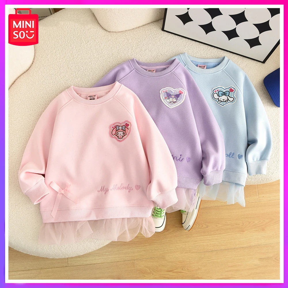 

Miniso 2023 Winter New Children Wear Merlot Plush Three Piece Girls Sweater Top Soft and Comfortable Christmas Surprise Gift
