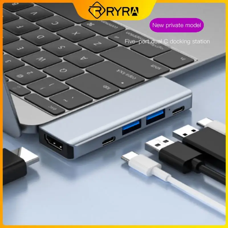 

Совместимый с RYRA 4K HDMI 5 в 1 двухштырьковый концентратор Type-C алюминиевая док-станция PD 100 Вт Быстрая зарядка USB C концентратор адаптер для MacBook Pro