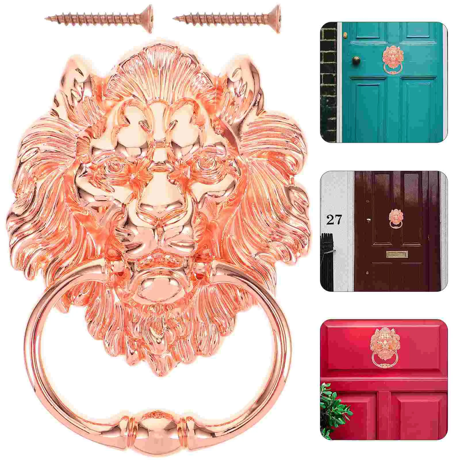 

Gold Door Pull Handle Knob Front Decor Knockers Lion Head Decorative New Chinese Style