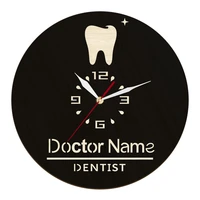 dental tooth personalized custom name hospital office decor for clinic stomatology laser cut wooden wall watch dentist gift