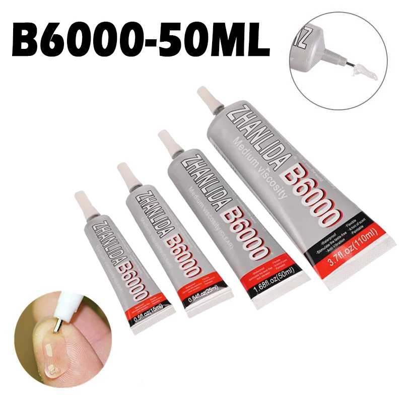 

B6000 50ml Liquid Glue Rubber Wood Metal Paper Glass Glue Super Clear Epoxy Resin Adhesive Jewelry Strong Fabric Plastic School