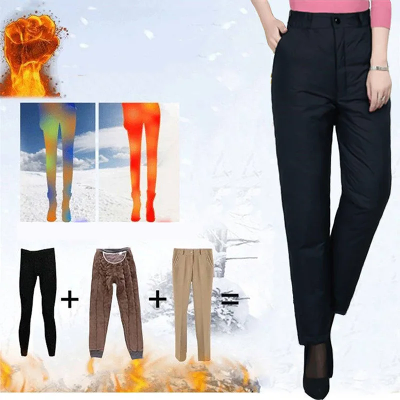 

2023 Snow Wear Warm Plus Size Baggy Trousers Windproof Women’s Winter Pants Elastic Waist Ultralight Casual Cotton Pants Female