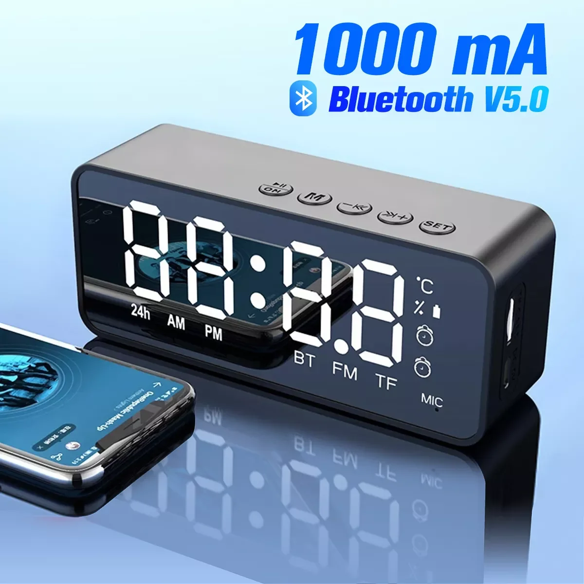 

Accessory Wireless Bluetooth Accessory FM Radio Sound Box Desktop Alarm Clock Subwoofer Music Player TF Card Bass Accessory Boom
