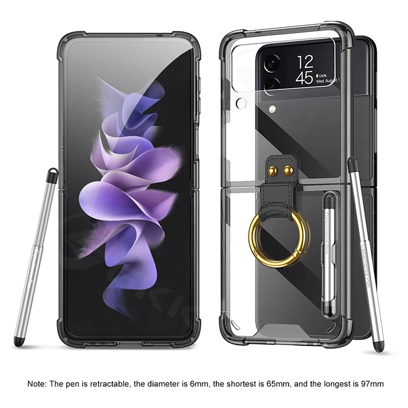 

GKK Original Airbag Bumper Ring Case For Samsung Galaxy Z Flip 3 5G Case With Capacitive Pen Clear Hard Cover For Galaxy Z Flip3