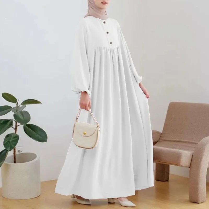 Сдержанный исламский однотонный халат модель Eid Абая для мусульман Дубай Турция