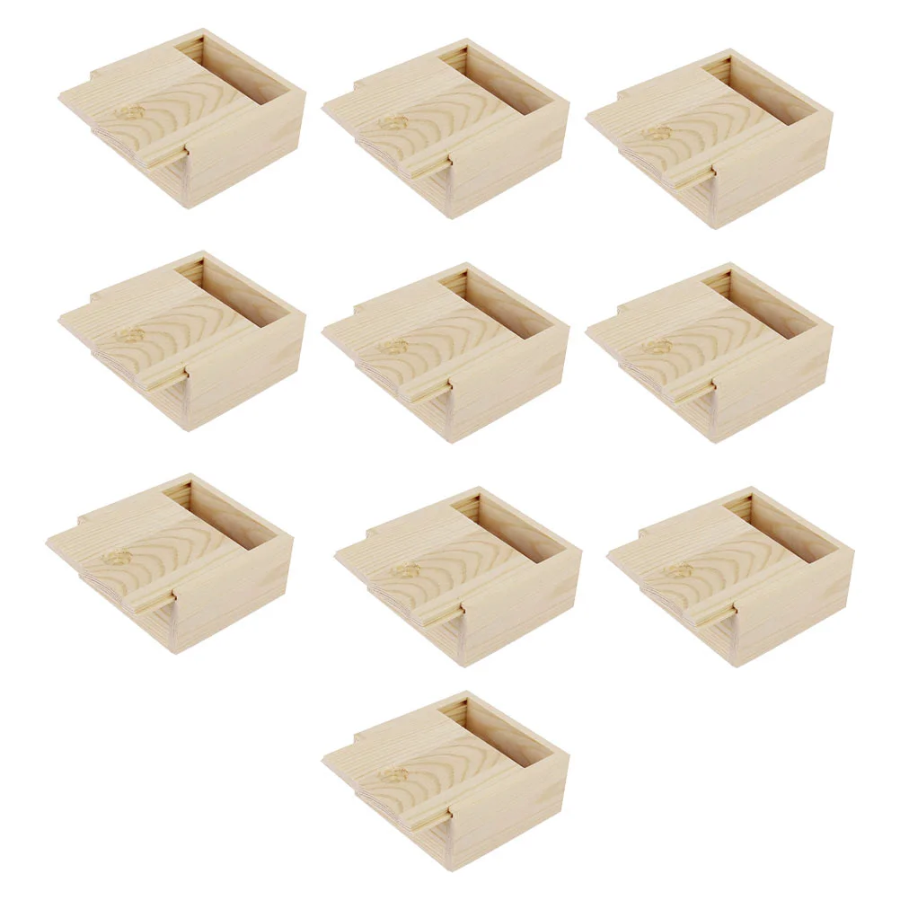 

10 Pcs Square Containers Lids Trinket Gift Box Soap Storage Cosmetics Organizer Makeup Holder Wooden Unfinished Small
