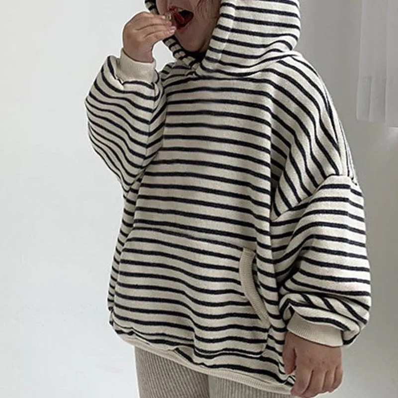 

Baby Girl Casual Lazy Full Sleeves Tees Boy Cotton Hooded Sweatshirt Long Sleeves Children New Arrival Simple Clothes