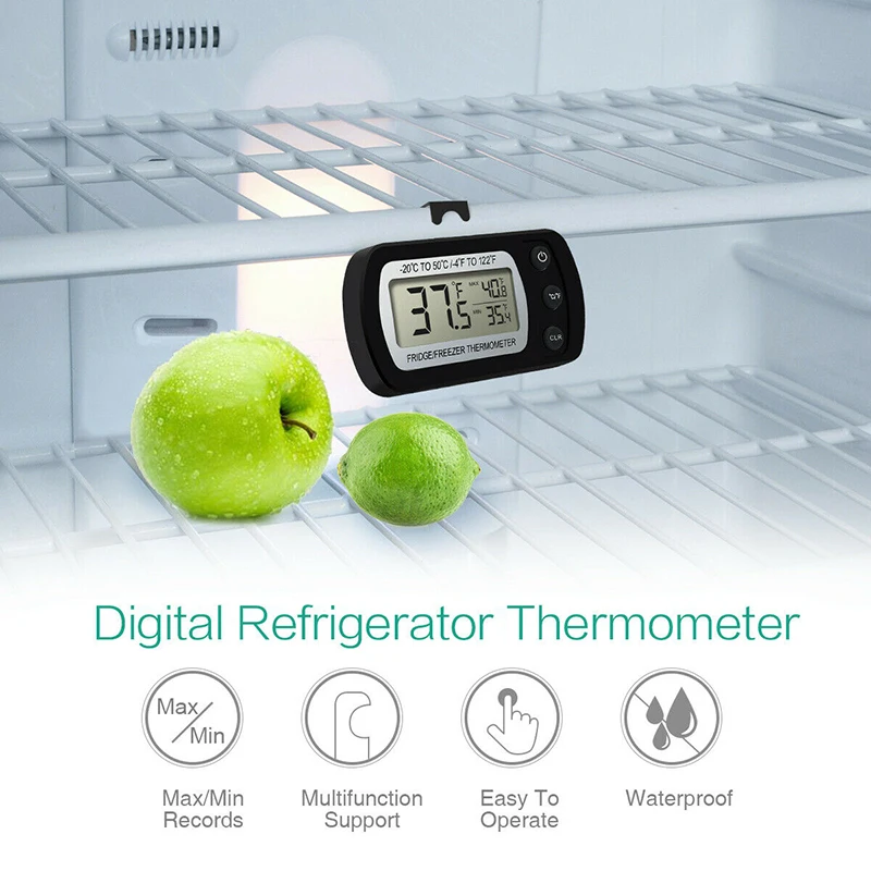 

ЖК-измеритель температуры с большим экраном, подвесной термометр для холодильника, точный электронный термометр, кухонные инструменты и гаджеты