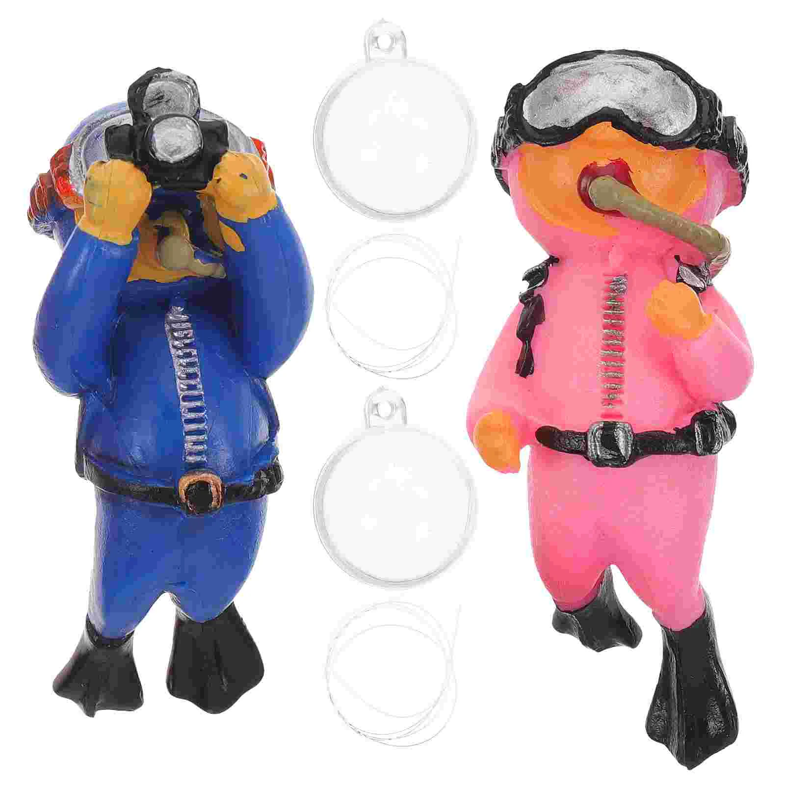 

2 Pcs Fish Tank Accessories Aquarium Decoration Decorations Interior Floating Diver Simulation Playset Small Gift