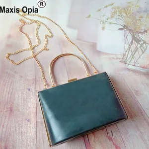 Новый узор настоящий рот золотая ручка рот Золотая рамка коробки с черным корпусом увеличенный Золотой металлический бокс клатчи Рамка кошелька