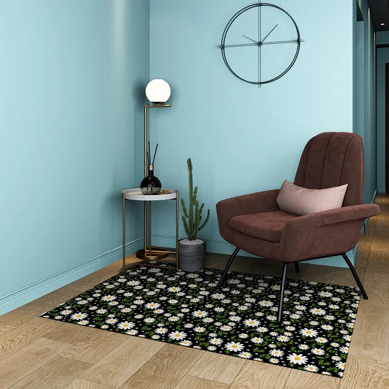 Бархатный коврик Reese с короткими волосами маленький свежий белый ромашки и