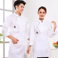 chef top solid color stand collar catering easy to wash chef shirt for work