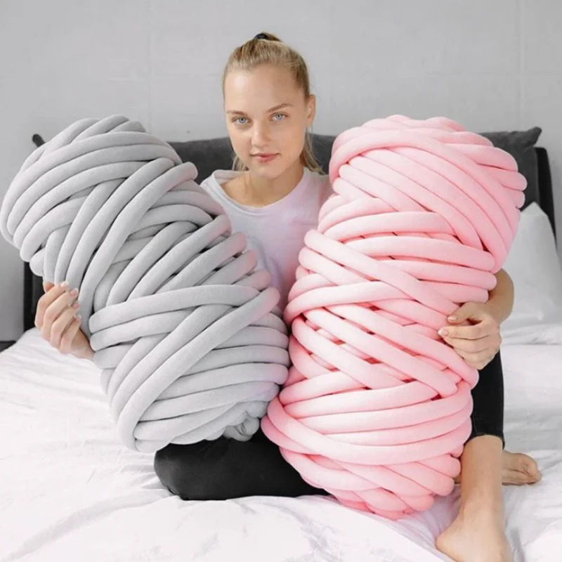 

1KG Thick Super Bulky Chunky Yarn for Hand Knitting Crochet Soft Big Cotton DIY Arm Knitting Roving Spinning Yarn for Blanket|