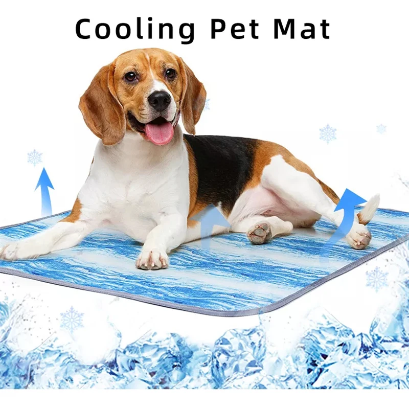 

Высококачественный дышащий сетчатый мягкий охлаждающий коврик для собак, мраморный дизайн, ледяной шелк, моющийся напольный коврик для соб...