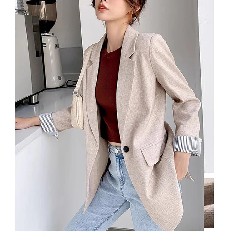 Blazers Women's Fashion Business Plaid Work Office Women's Long Sleeve Spring Casual Blazer New Women's Coat Jacket Korean 2023