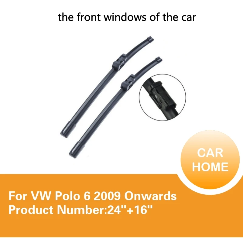 

Wiper Blade For VW Polo 6 2009 Onwards 24''+16'' High Quality Natural Rubber Clean Front Windshield