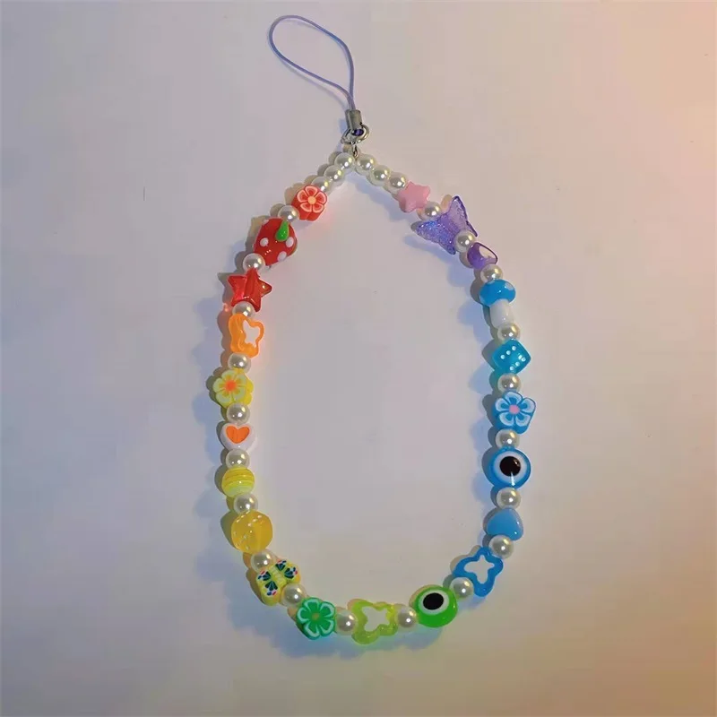 

New Beaded Mobile Phone Strap Acrylic Butterfly Soft Ceramic Mobile Phone Chain