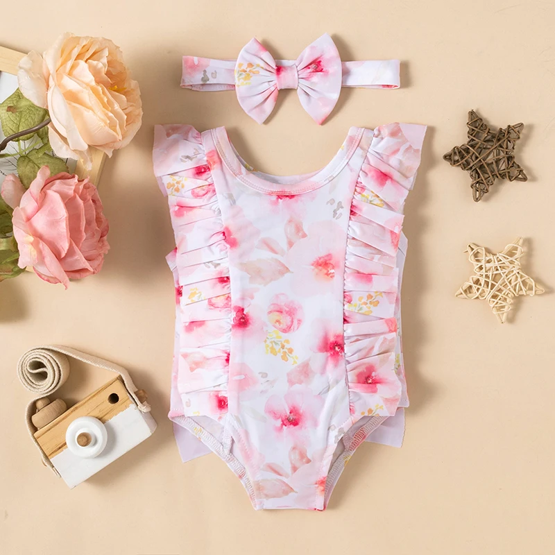 

Женское боди для купания с круглым вырезом и бантом