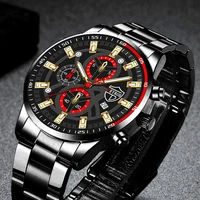 brand luxury mens watches black stainless steel quartz man calendar clock 2022 fashion male sport luminous leather wrist watch