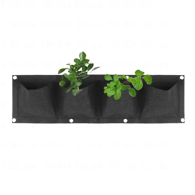 

4 Pockets vertical garden Wall Hanging Planting Bags Flowers Plant Grow Pot Planter Veg Black Wall Bags Home Decoration Tools B4