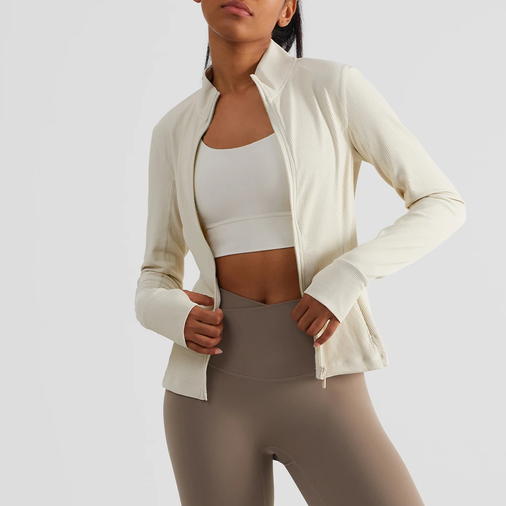 Vnazvnasi Women Sport Jacket Zipper Yoga Coat Sports Shirts Running Hoodies Thumb Hole Sportwear Women Tights Jacket Workout Top