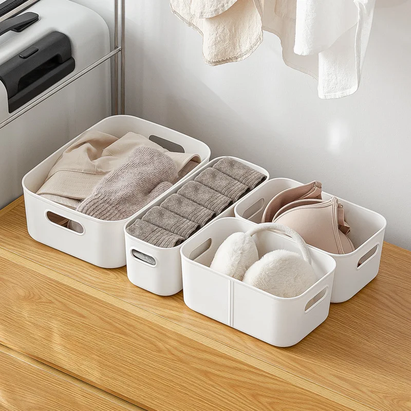 

Pantry Kitchen Shelf Cabinet Drawer Organizer Storage Basket Set with Handle Sundries Snacks Container Box Plastic Desktop