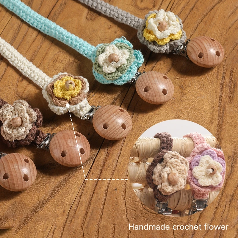 

Handmade Cotton Baby Pacifier Clip Flower Shape BPA Free Pacifier Chain For Baby Imitation Feeding Clip Soother Chain