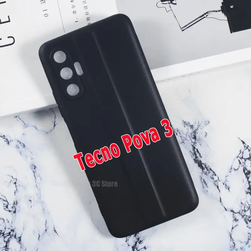 

Dirt-resistant Soft Black TPU Phone Case Cover For Tecno Pova 3 Silicone Case Fitted Case For Funda Tecno Pova3 Back Cover Coque