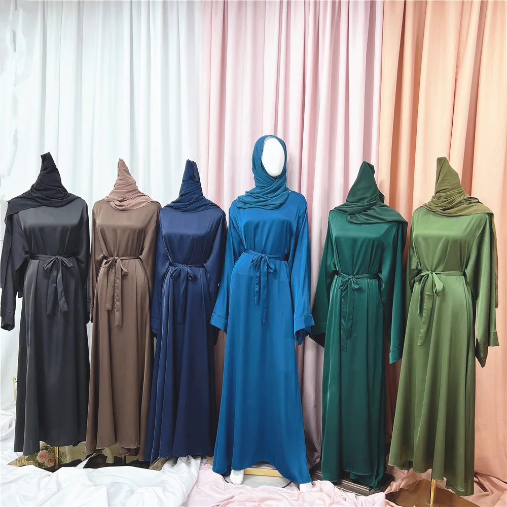 

Халат Рамадан ИД мусульманский модный хиджаб платье атласная абайя Дубай Турция ислам одежда базовые закрытые Абайи для женщин Кафтан Африканский