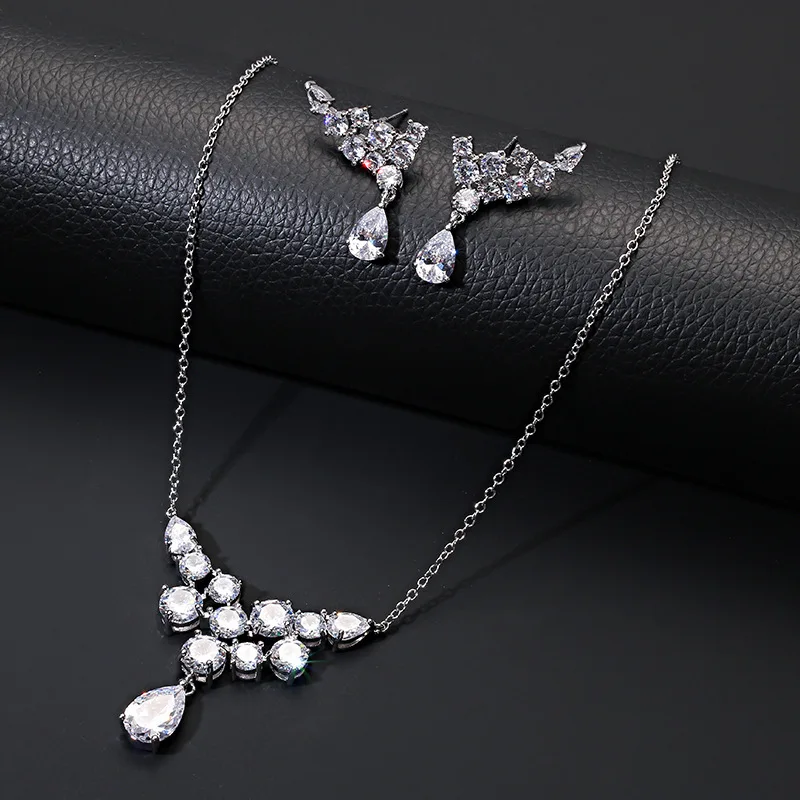 Ожерелье с подвеской в виде капли воды из кубического циркония элегантные