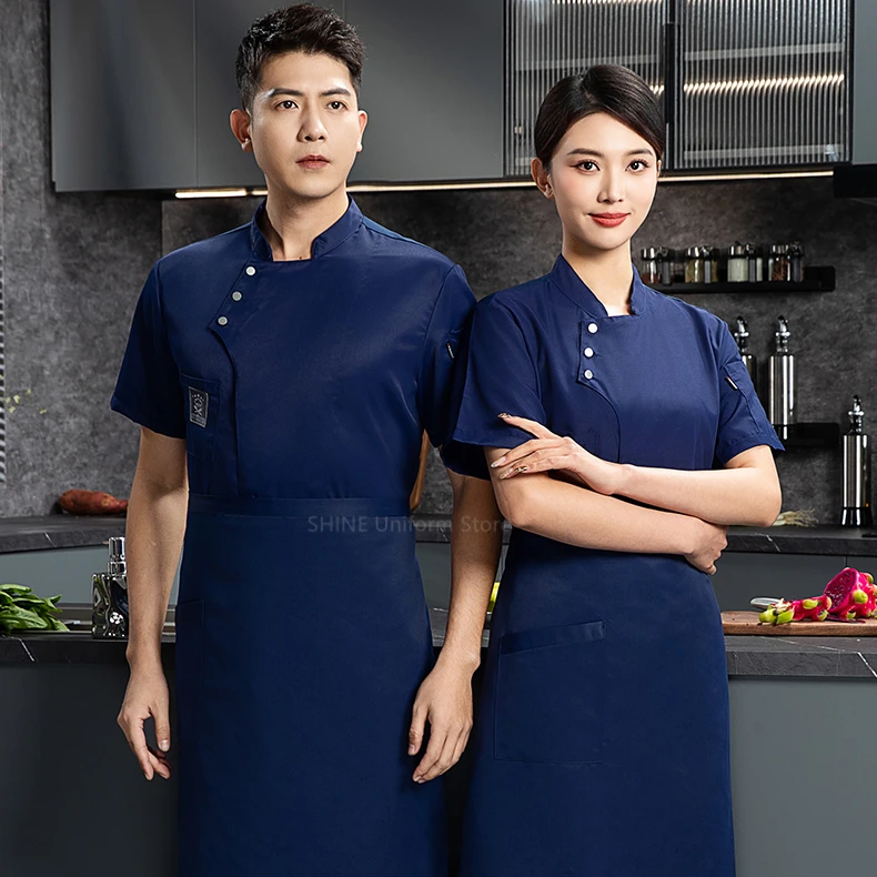 Мужская куртка шеф-повара Черная форма жакет с коротким рукавом фартук рабочая