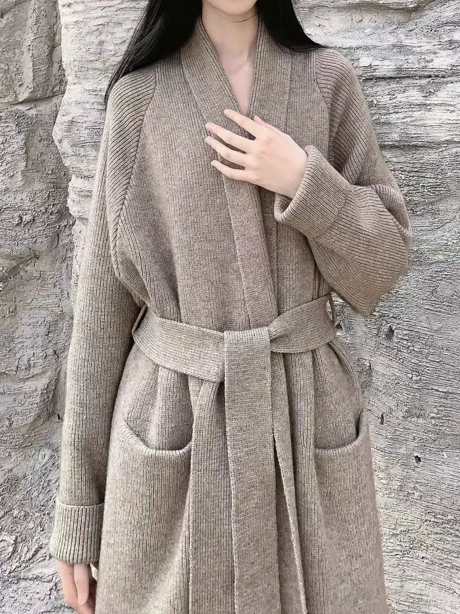 8-цветные женские пижамы для сна ветровка уличный плащ полосатый вязаный длинный