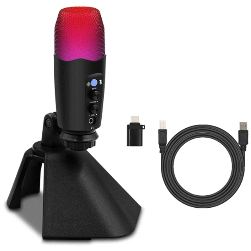 

USB однонаправленный конденсаторный микрофон, DSP шумоподавляющий микрофон, качество звука HIFI, с функцией записи