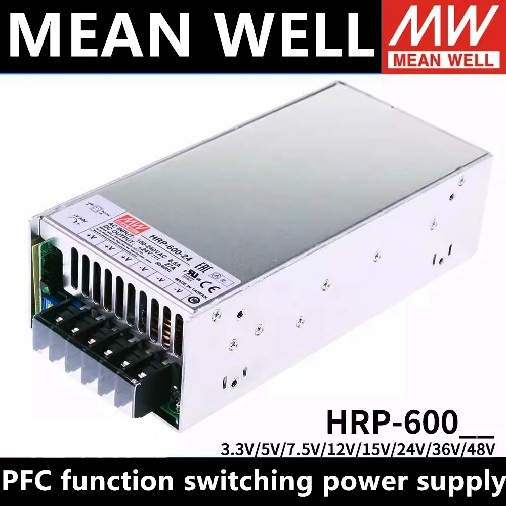

MEAN WELL HRP-600-3.3 HRP-600-5 HRP-600-7.5 HRP-600-12 HRP-600-15 HRP-600-24 HRP-600-36 HRP-600-48 PFC switching power supply